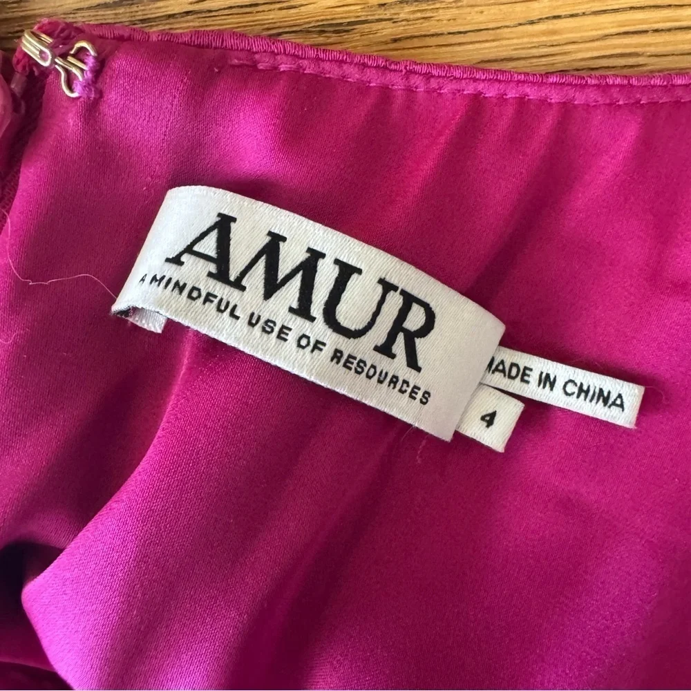 Amur 4 Persey Twist Strap Dress Raspberry Sorbet Red Purple Cowl Neck Ruched